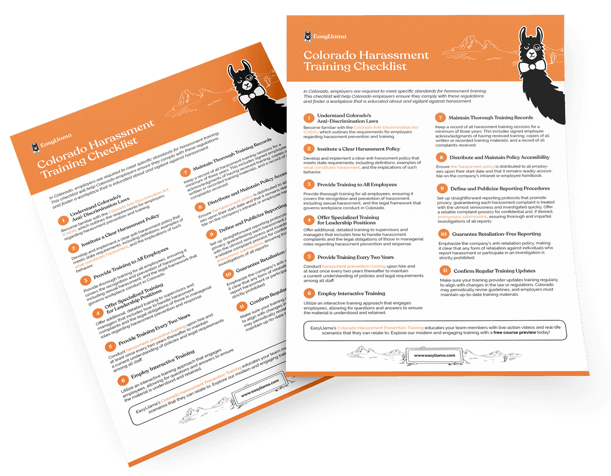 Colorado Harassment Training Checklist