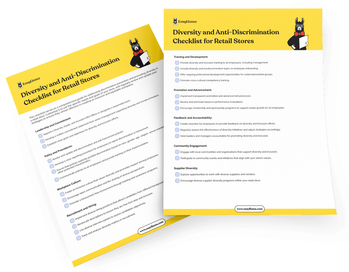 Diversity and Anti-Discrimination Checklist for Retail Stores