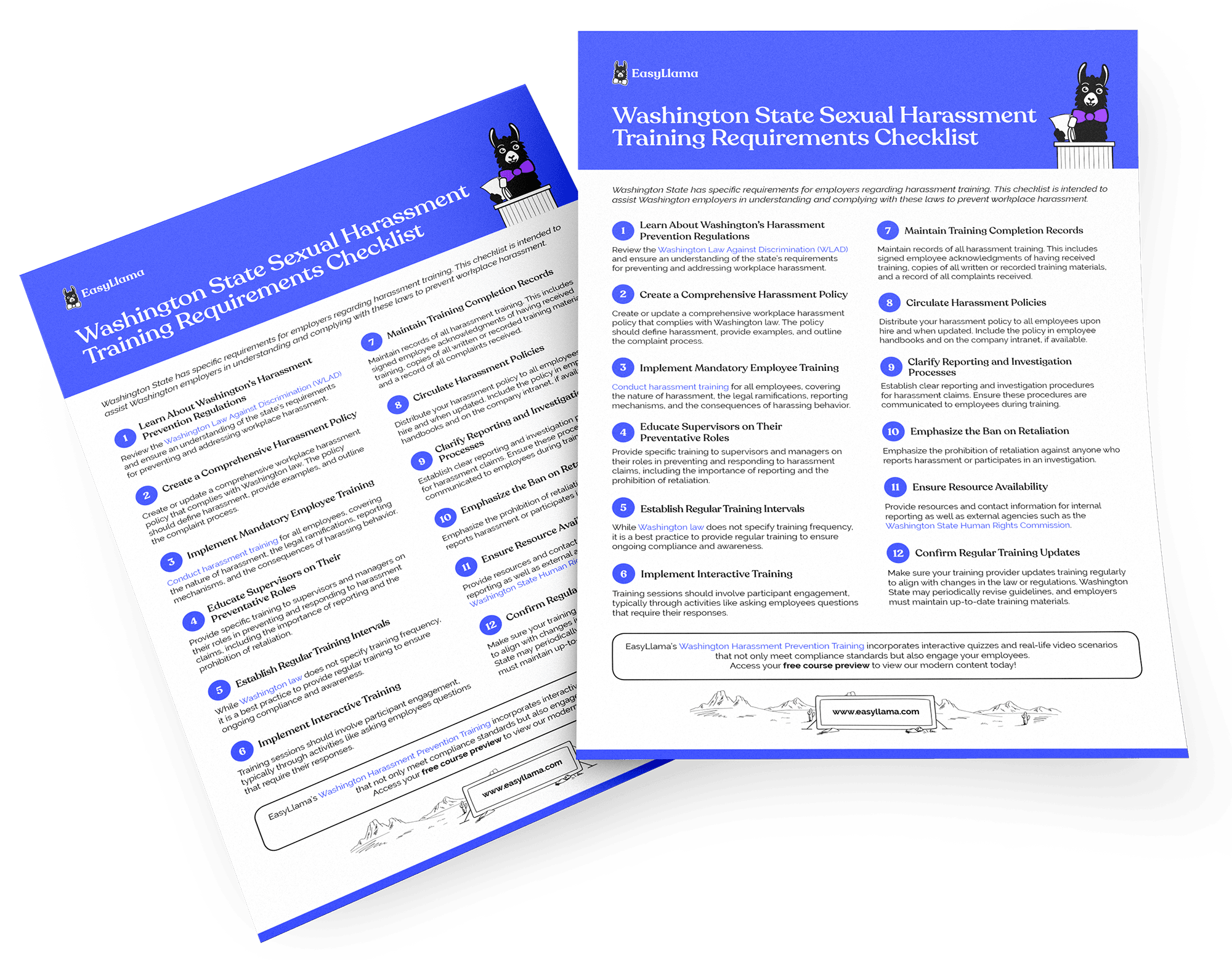 Washington State Sexual Harassment Training Requirements Checklist